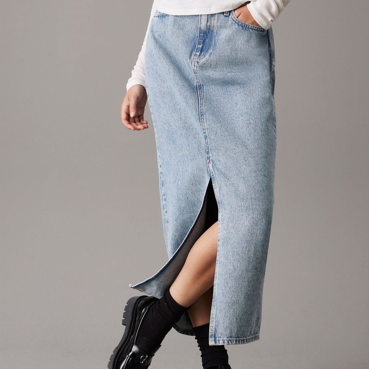 CALVIN KLEIN - FALDA MAXI DENIM SKIRT