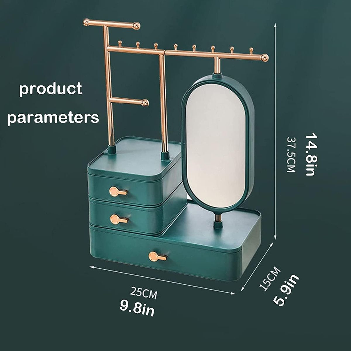GENERICO - Joyero con cajones porta aretes y ESPEJO