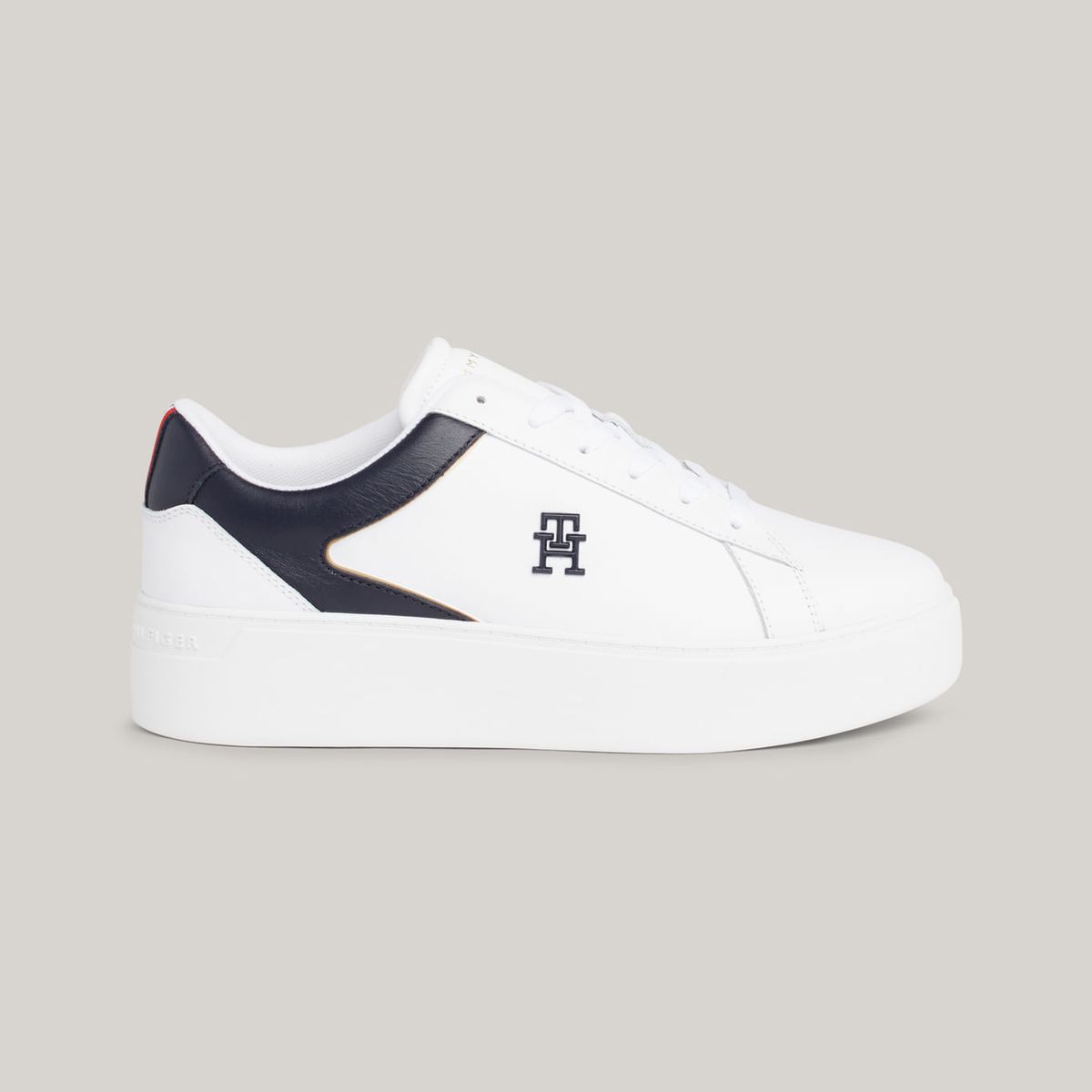 TOMMY HILFIGER - Zapatillas deportivas de cuero con plataforma
