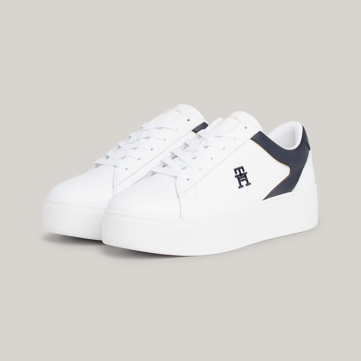 TOMMY HILFIGER - Zapatillas deportivas de cuero con plataforma