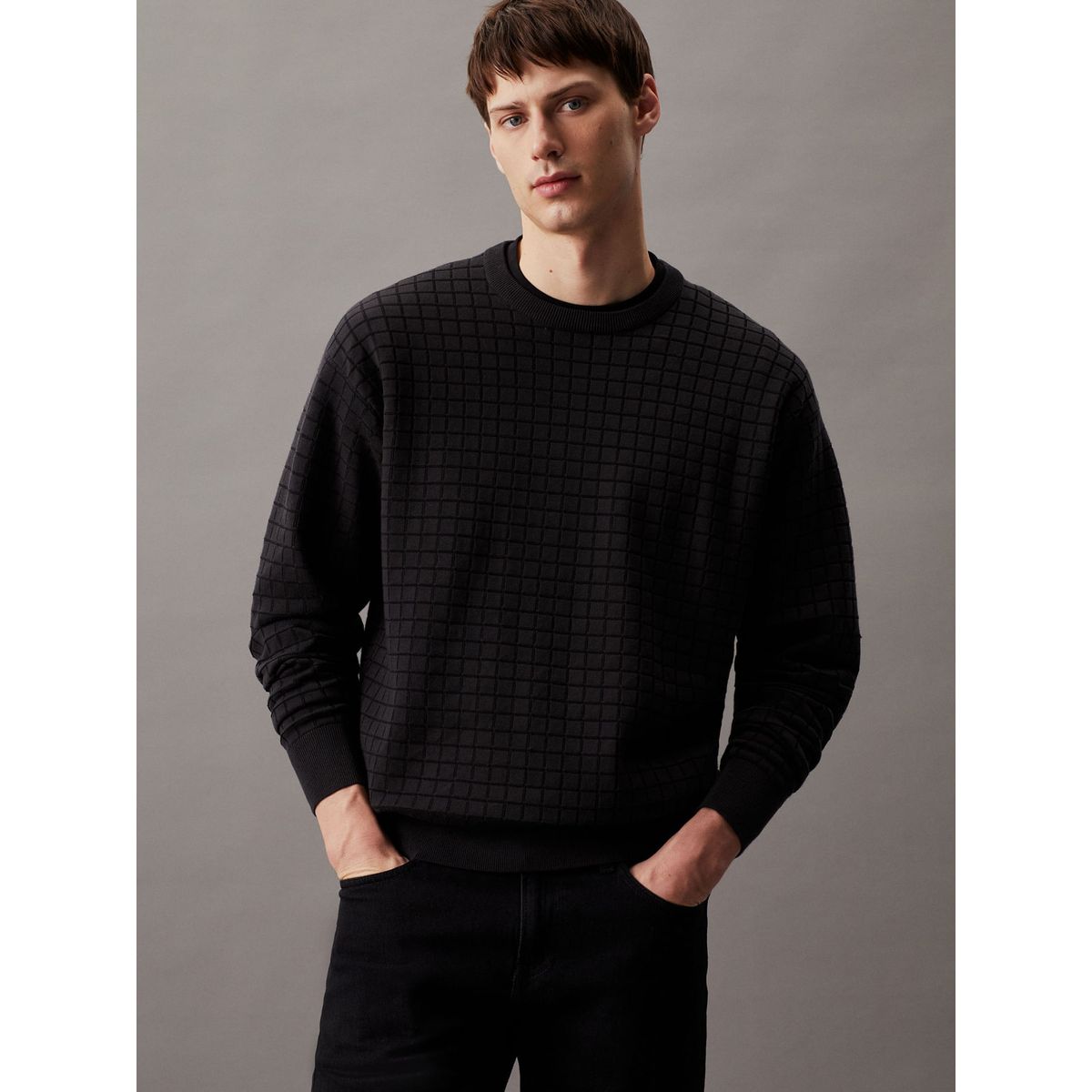 CALVIN KLEIN - SWEATER CHECK PATTERN SWEATER