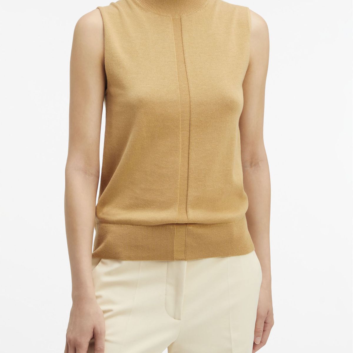 CALVIN KLEIN - SWEATER COTTON SILK SLEEVELESS SWEATER