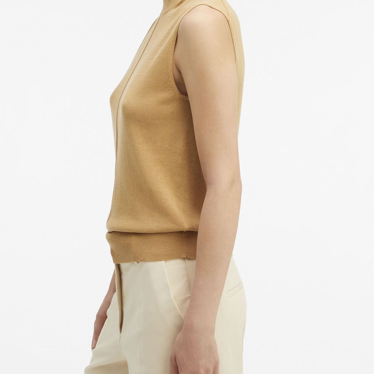 CALVIN KLEIN - SWEATER COTTON SILK SLEEVELESS SWEATER