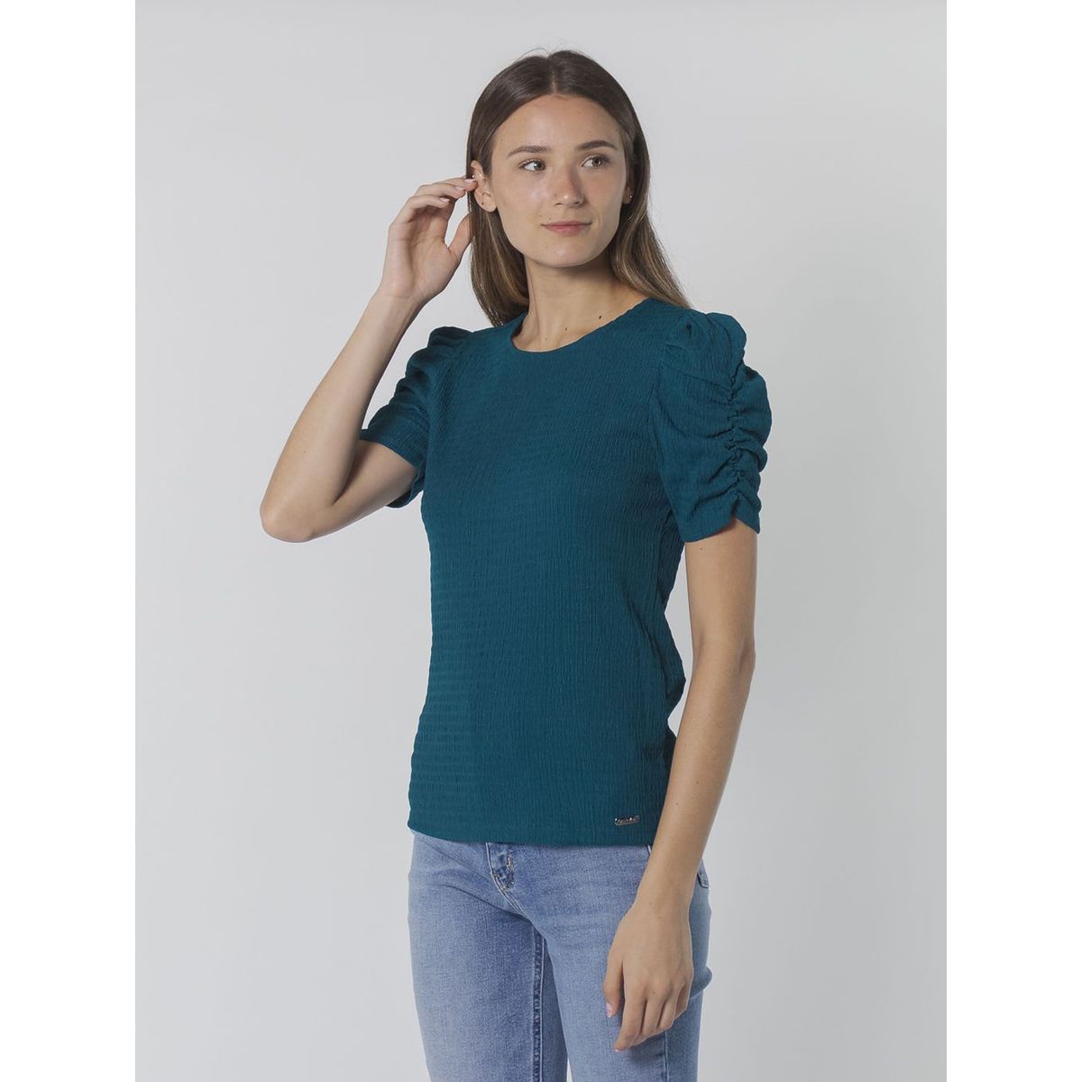 CALVIN KLEIN - BLUSA TEXT RUCHED S/S