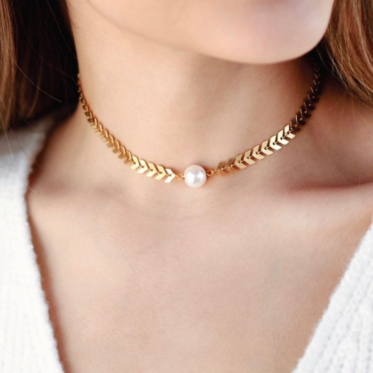 GENERICO - Choker  Gargantilla con perla - Naif Jewelry