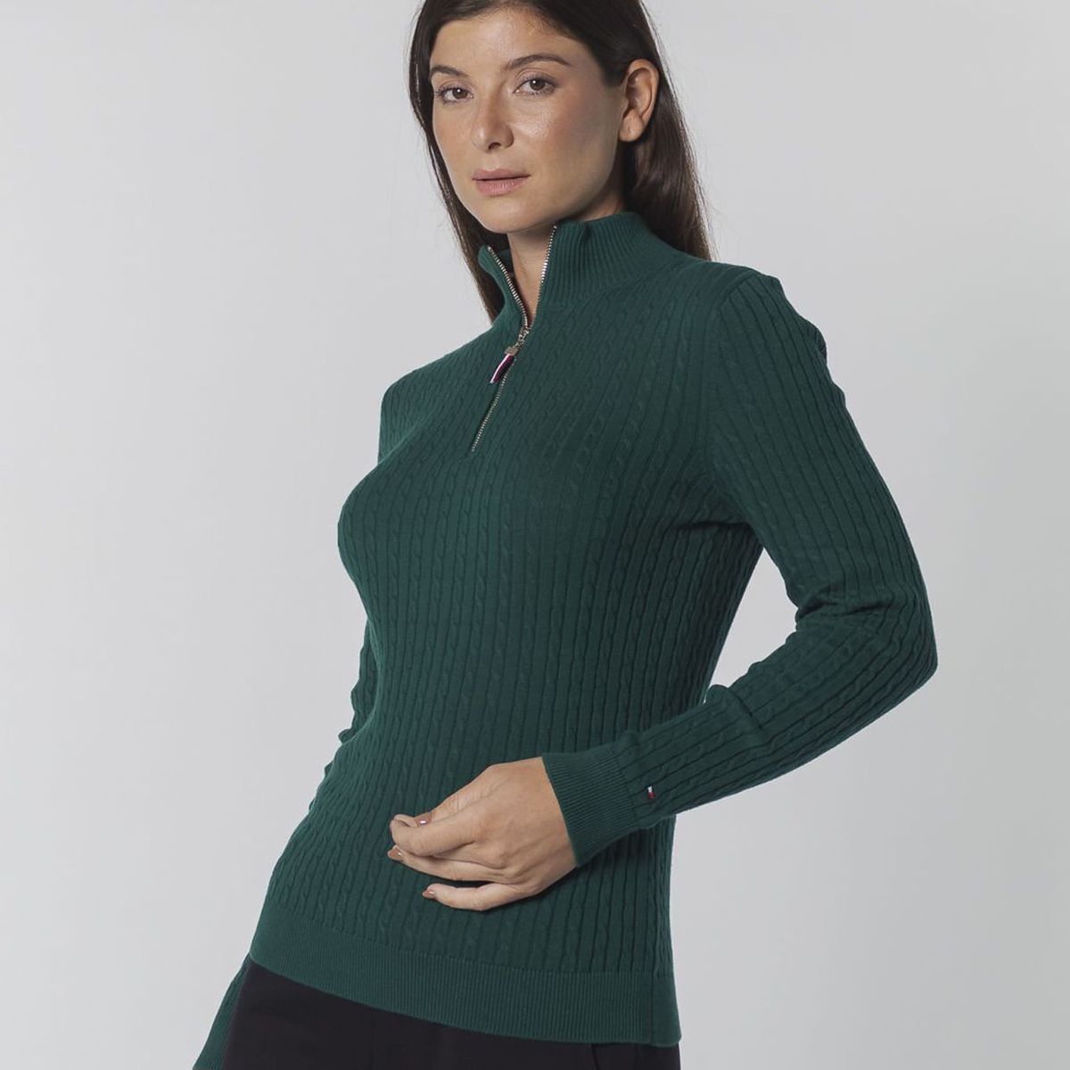 TOMMY HILFIGER - SWEATER 1/4 ZP MCKNK CBL SWTR