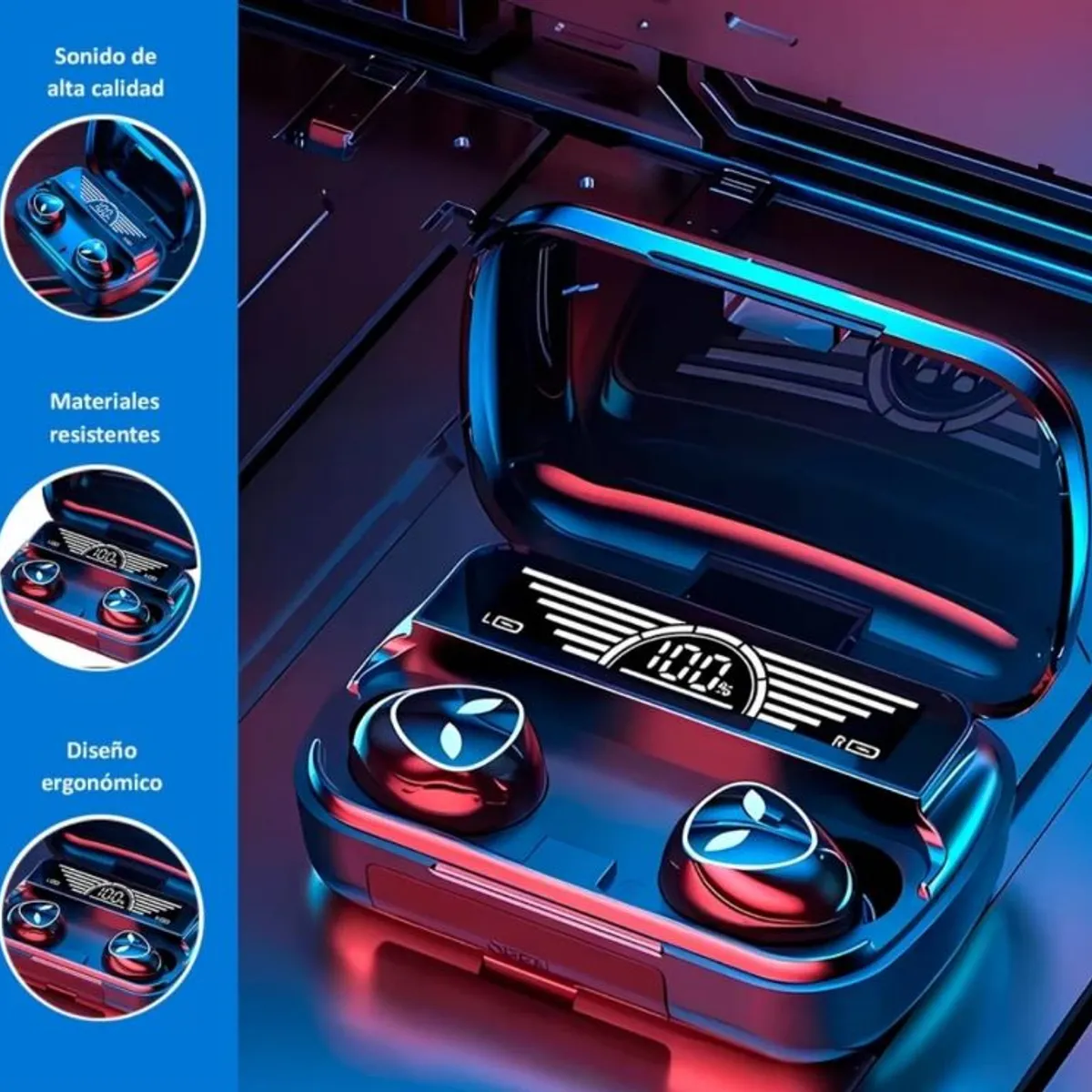 GENERICO - AUDIFONOS BLUETOOTH V53 con Estuche Power Bank M20