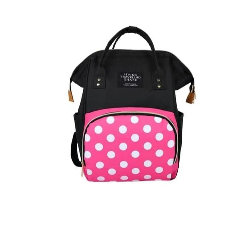 GENERICO - MOCHILA PAÑALERA   NEGRO CON  FUCSIA