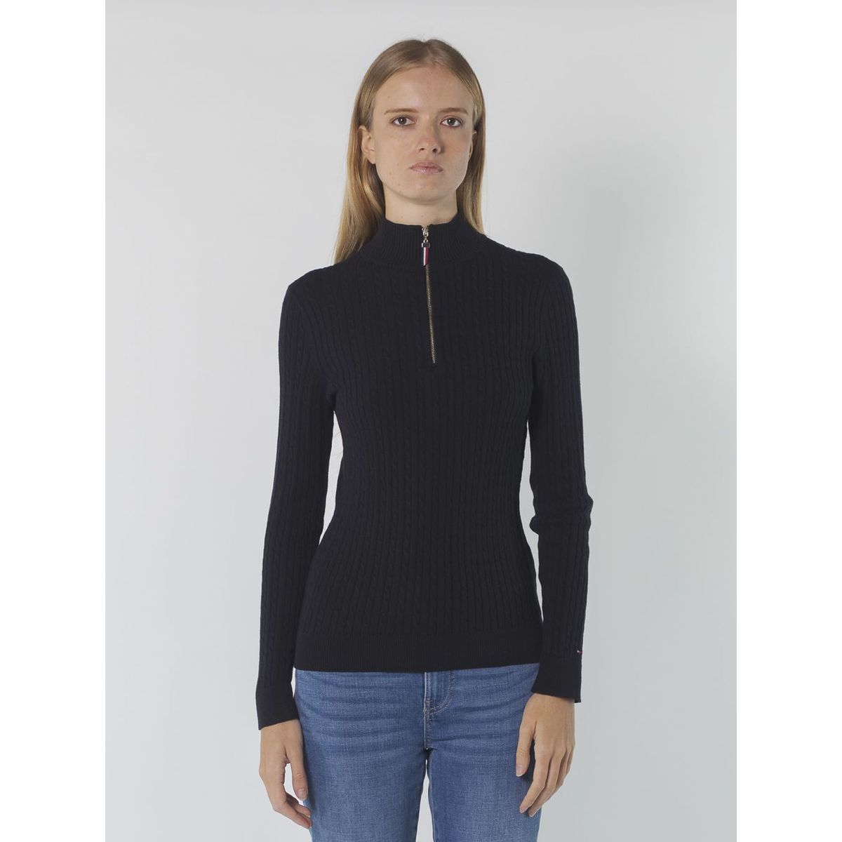 TOMMY HILFIGER - SWEATER 1/4 ZP MCKNK CBL SWTR