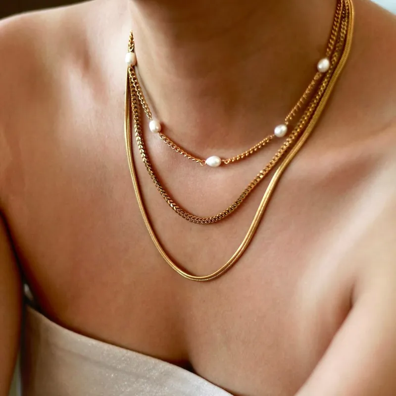 GENERICO - Set de 3 collares con perlas naturales - Naif Jewelry Peru