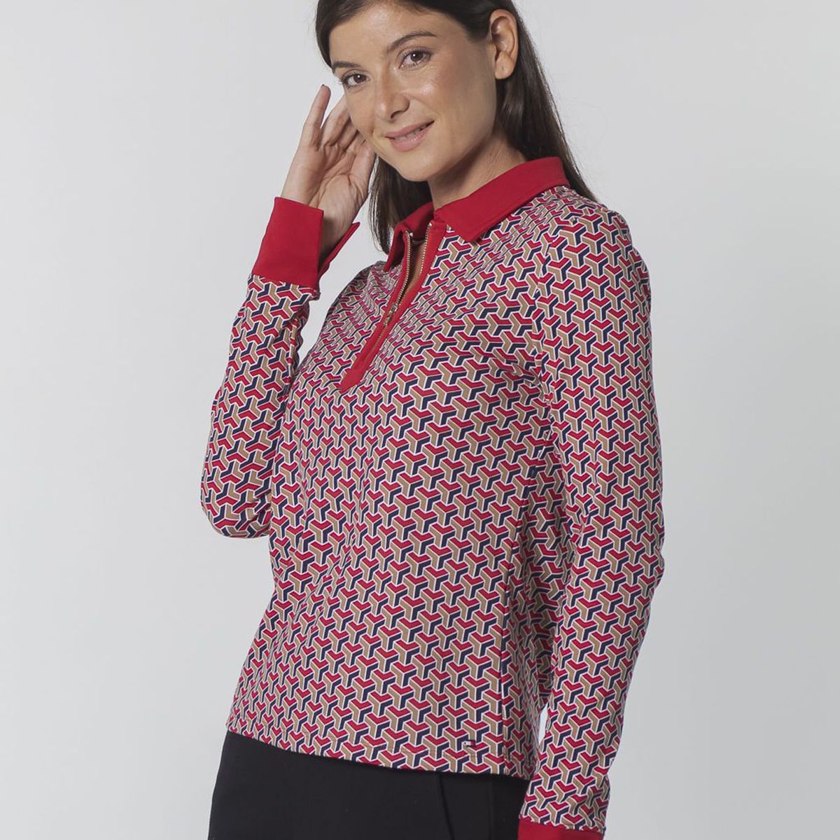 TOMMY HILFIGER - L/S INTRLCK ZPPL- GEO TH