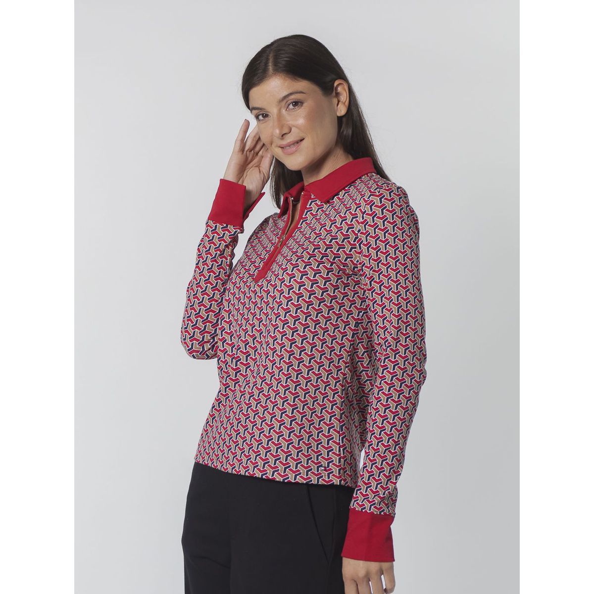 TOMMY HILFIGER - L/S INTRLCK ZPPL- GEO TH