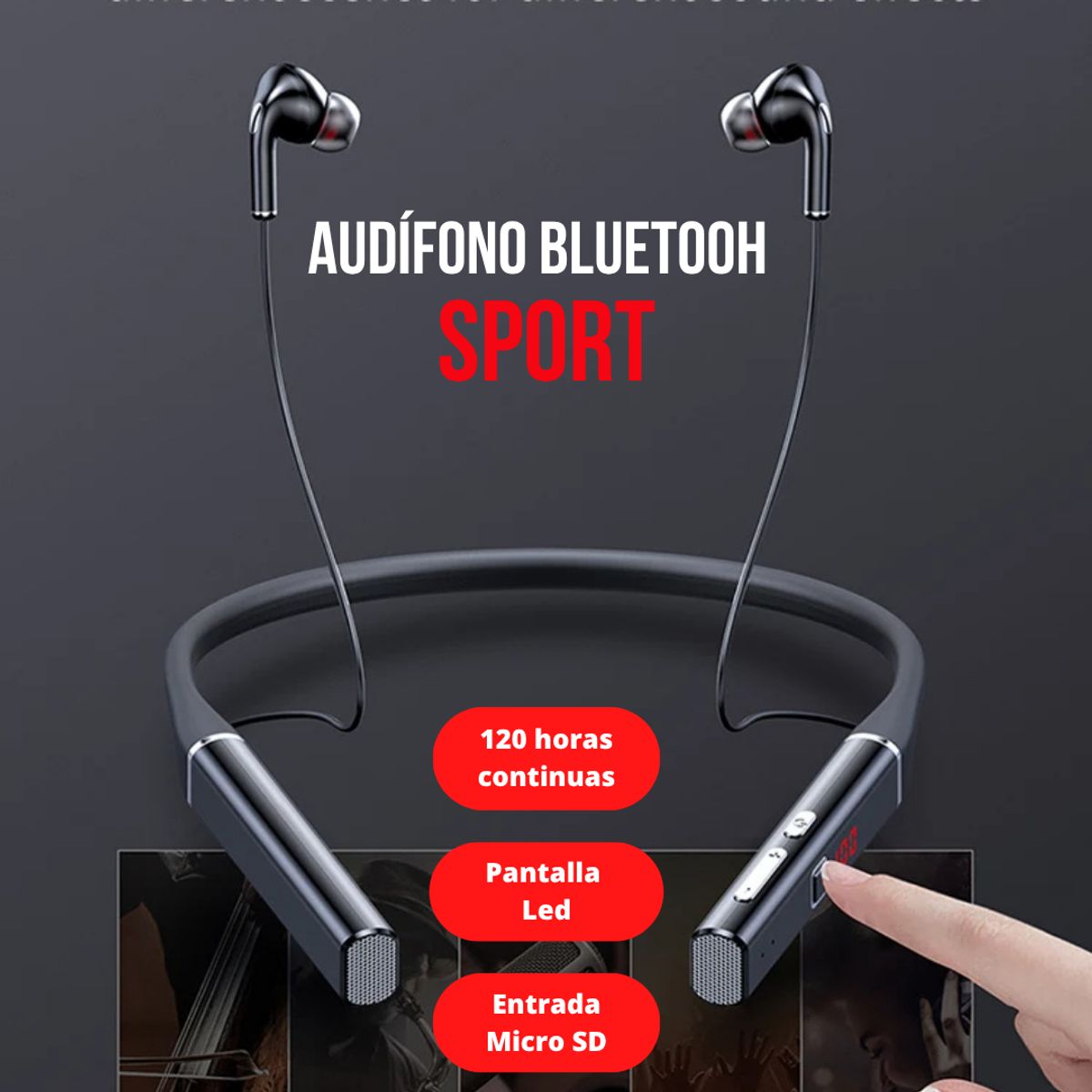 ALENUR - Audifono Inalambrico Bluetooth 120 Horas Continuas Alenur