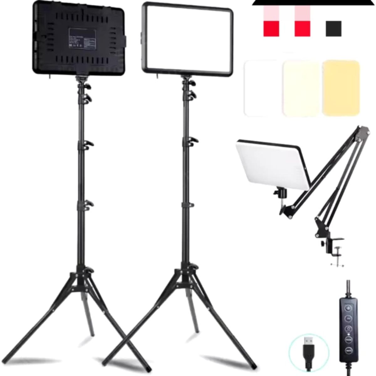 GENERICO - Pack x2 Luces led con Soporte Tripode Iluminación Fotografía Estudio