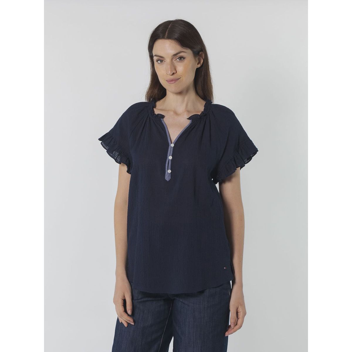 TOMMY HILFIGER - BLUSA SLD PVR W/ RGLN RFFL SLV