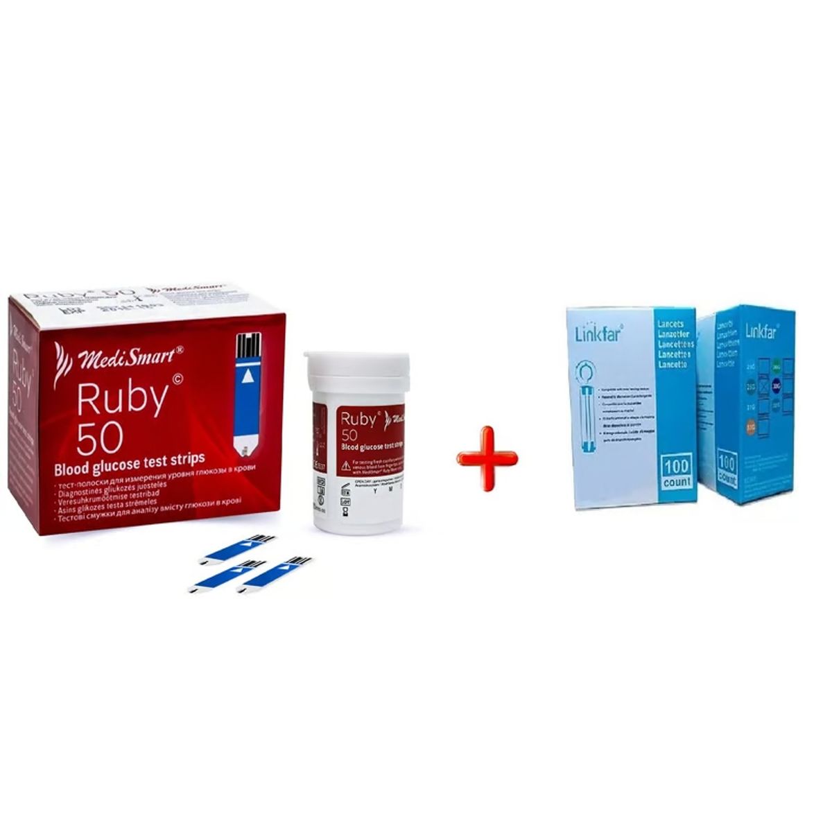 GENERICO - TIRAS REACTIVAS RUBY X 50 UNIDADES MAS 100 LANCETAS