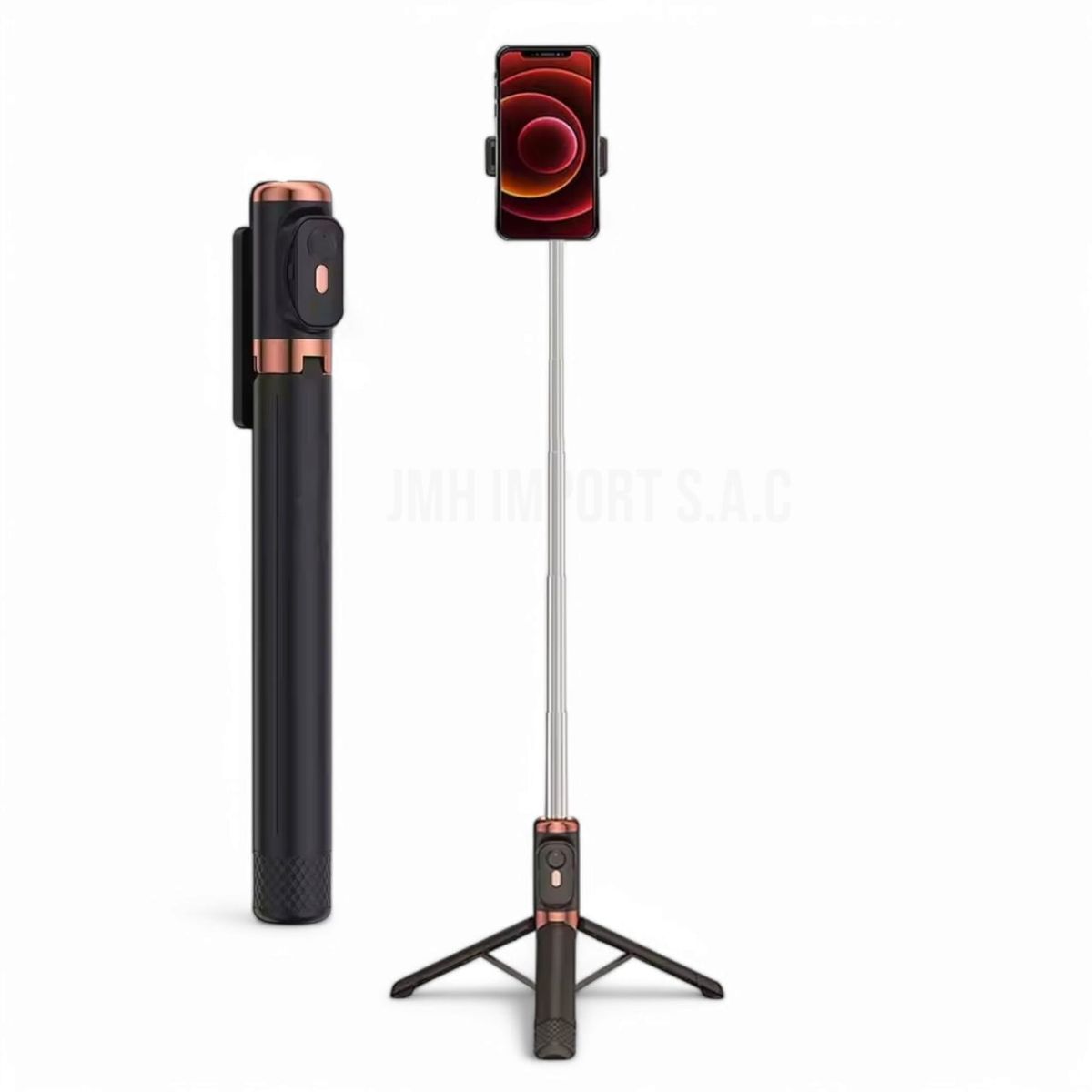 GENERICO - Palo Selfie Stick Bluetooth con doble luz LED de 10cm en color Negro