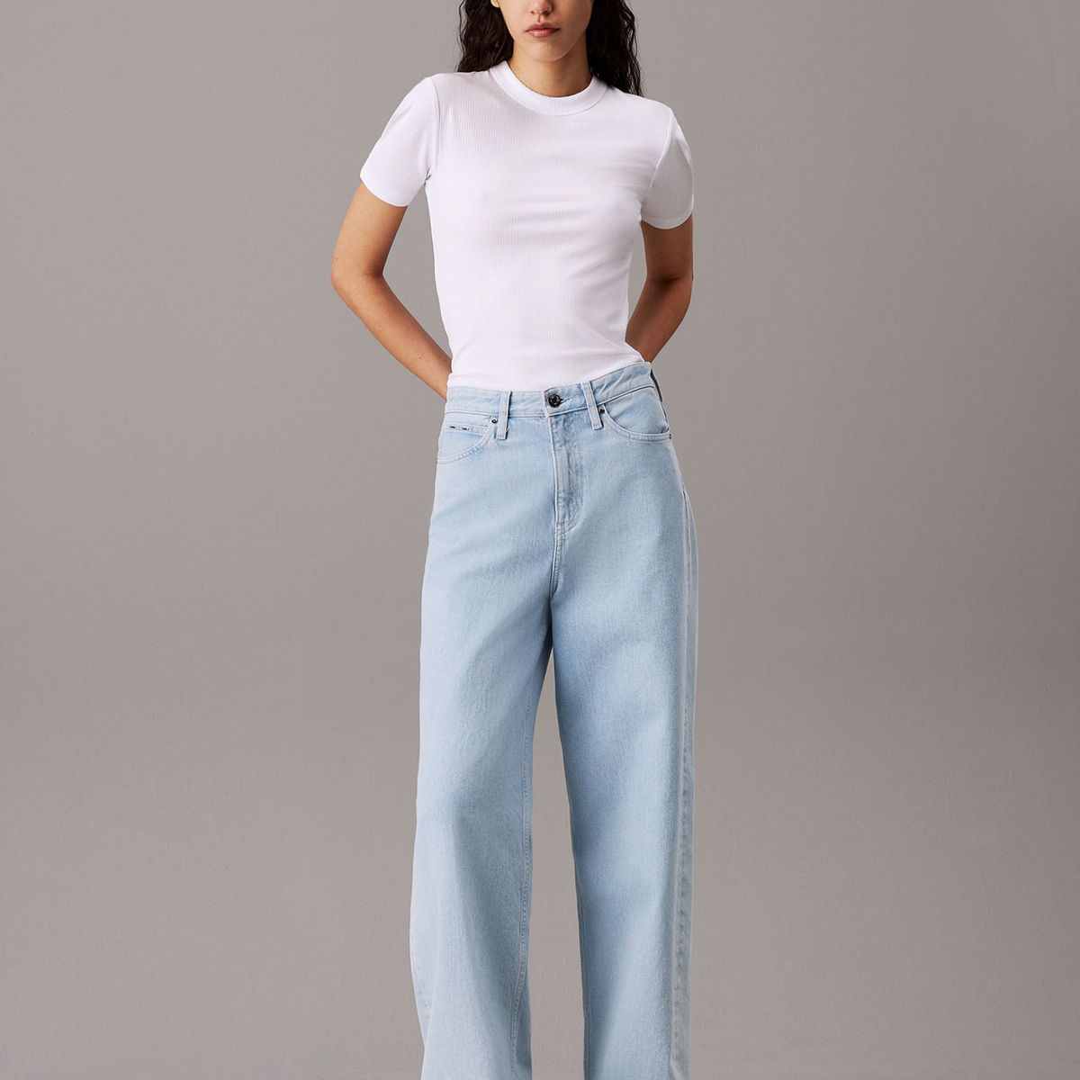 CALVIN KLEIN - CAMISETA  MODAL RIB SLIT DETAIL T-SHIRT