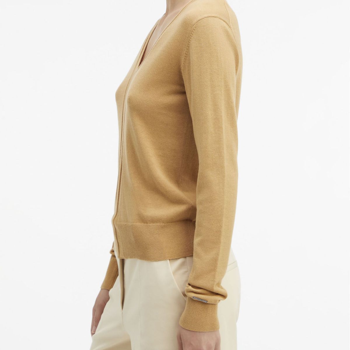 CALVIN KLEIN - SWEATER COTTON SILK V-NECK SWEATER
