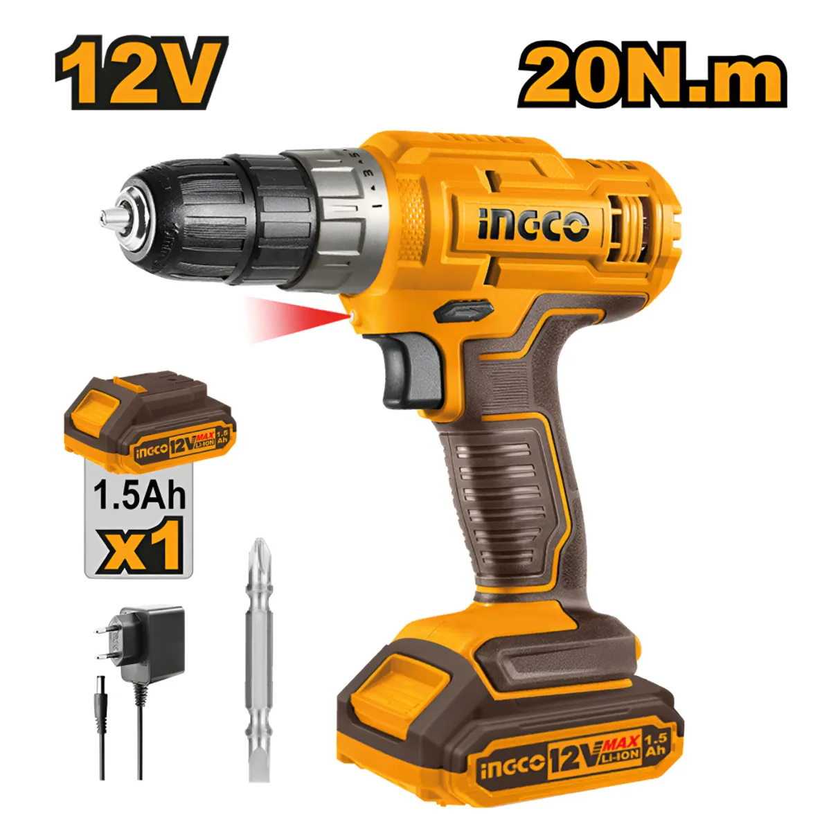 INGCO TOOLS - COMBO ATORNILLADOR INGCO 12V CDLI1218 + PISTOLA PINTAR 450W SPG3508 + PISTOLA CALOR 2000W HG200078