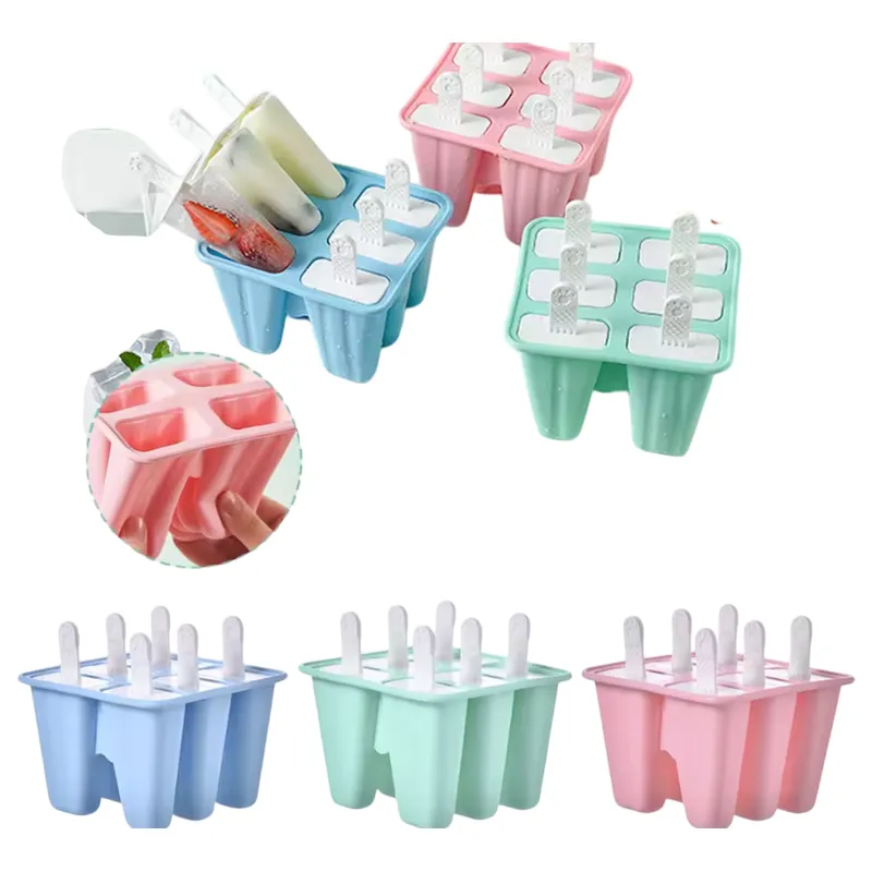 GENERICO - MOLDE DE SILICONA CUBETERA PALETA HELADO CHUPETE 4 CAVIDADES ROSADO