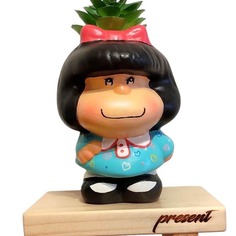 GENERICO - Maceta macetero Turquesa Mafalda Pintada a Mano - Present