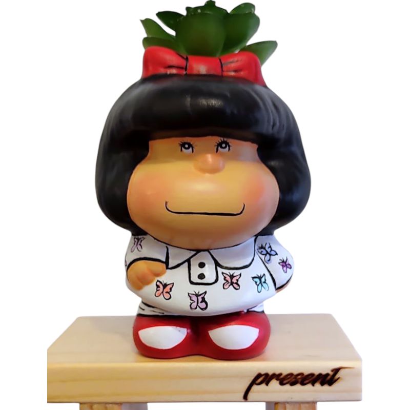 GENERICO - Maceta macetero Blanco Mafalda Pintada a Mano - Present