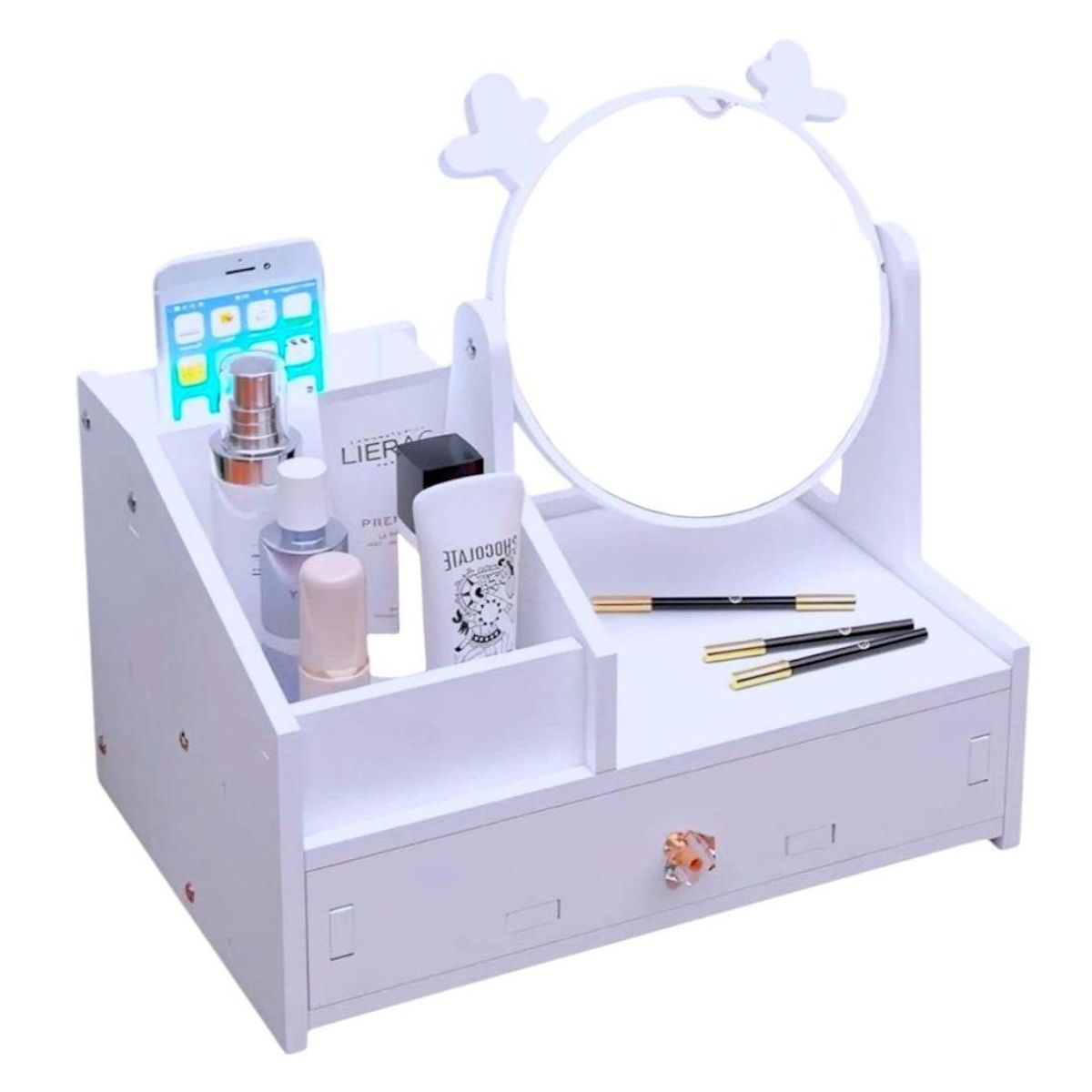 GENERICO - Organizador de maquillaje con espejo modelo Kiss you renito