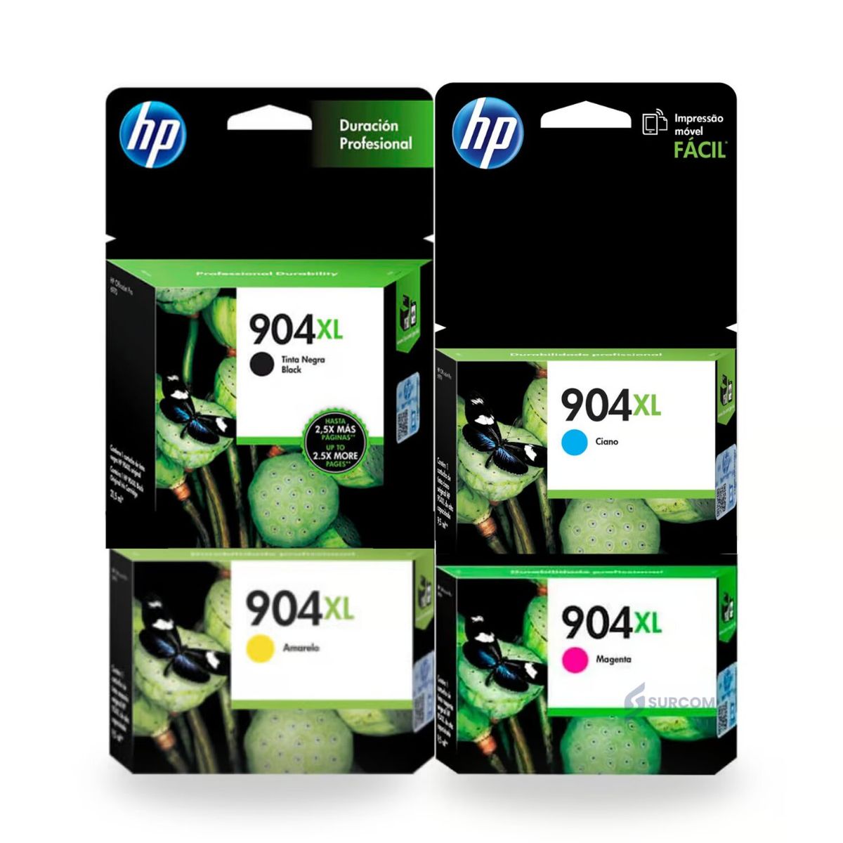 HP - Pack de 4 Tintas HP 904XL CMYB Originales