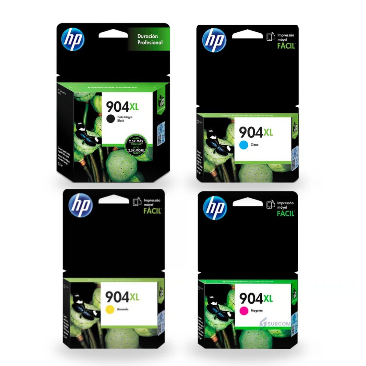 HP - Pack de 4 Tintas HP 904XL CMYB Originales