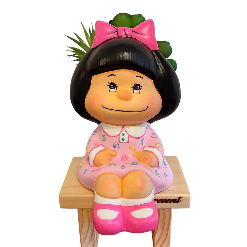 GENERICO - Maceta macetero Rosa Mafalda Pintada a Mano Present