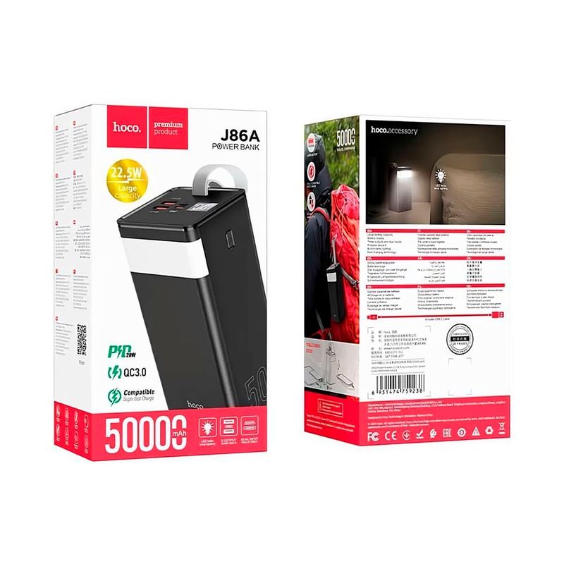 HOCO - Power Bank Hoco Cargador Portatil 50000 Mah Con Lampara