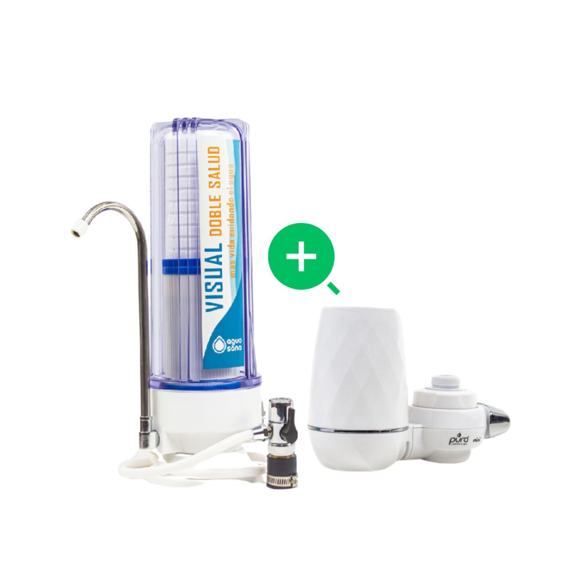 AGUA SANA - Combo Purificador Visual Doble Salud+ Purificador Mini