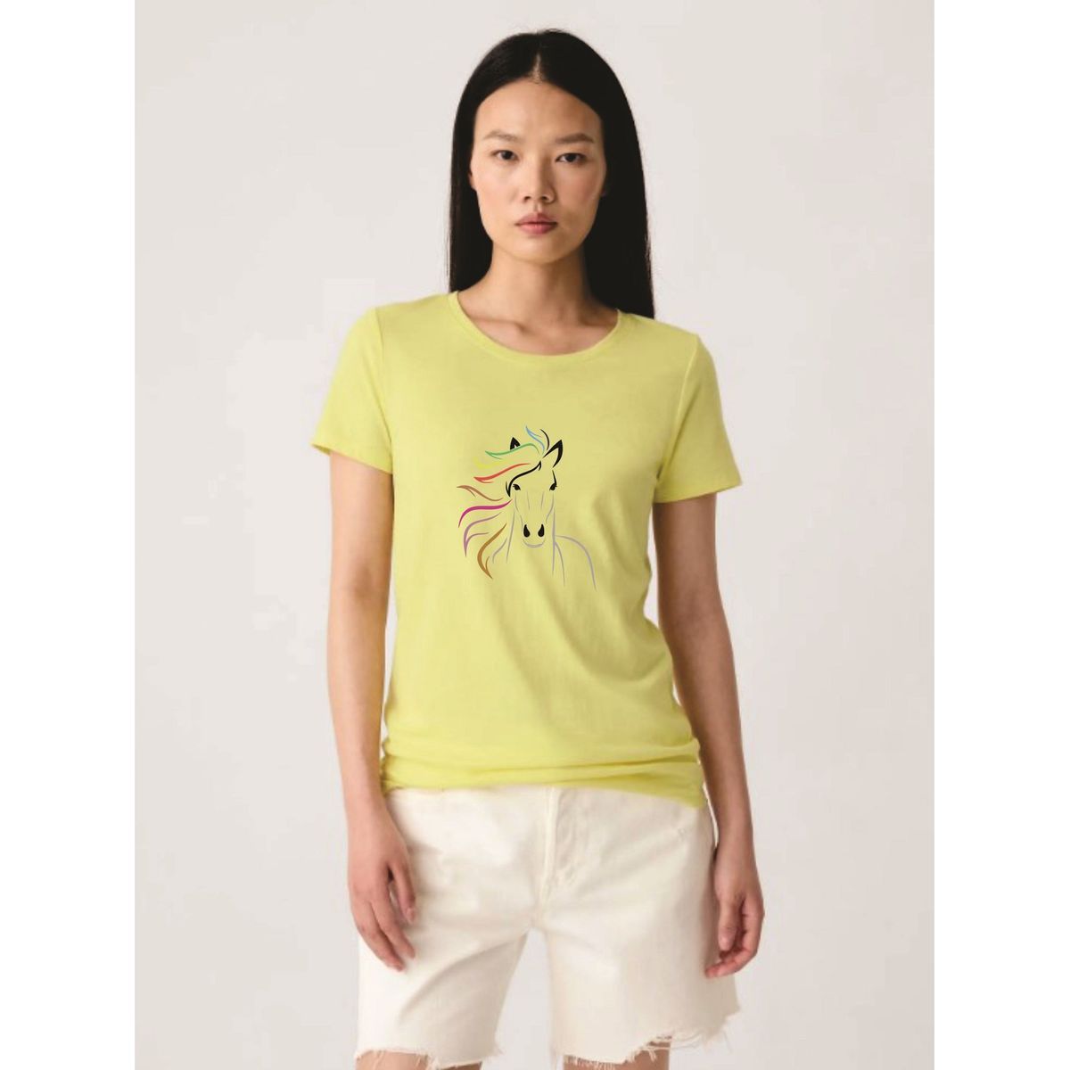 GENERICO - Polo Mujer diseño Caballo - Amarillo