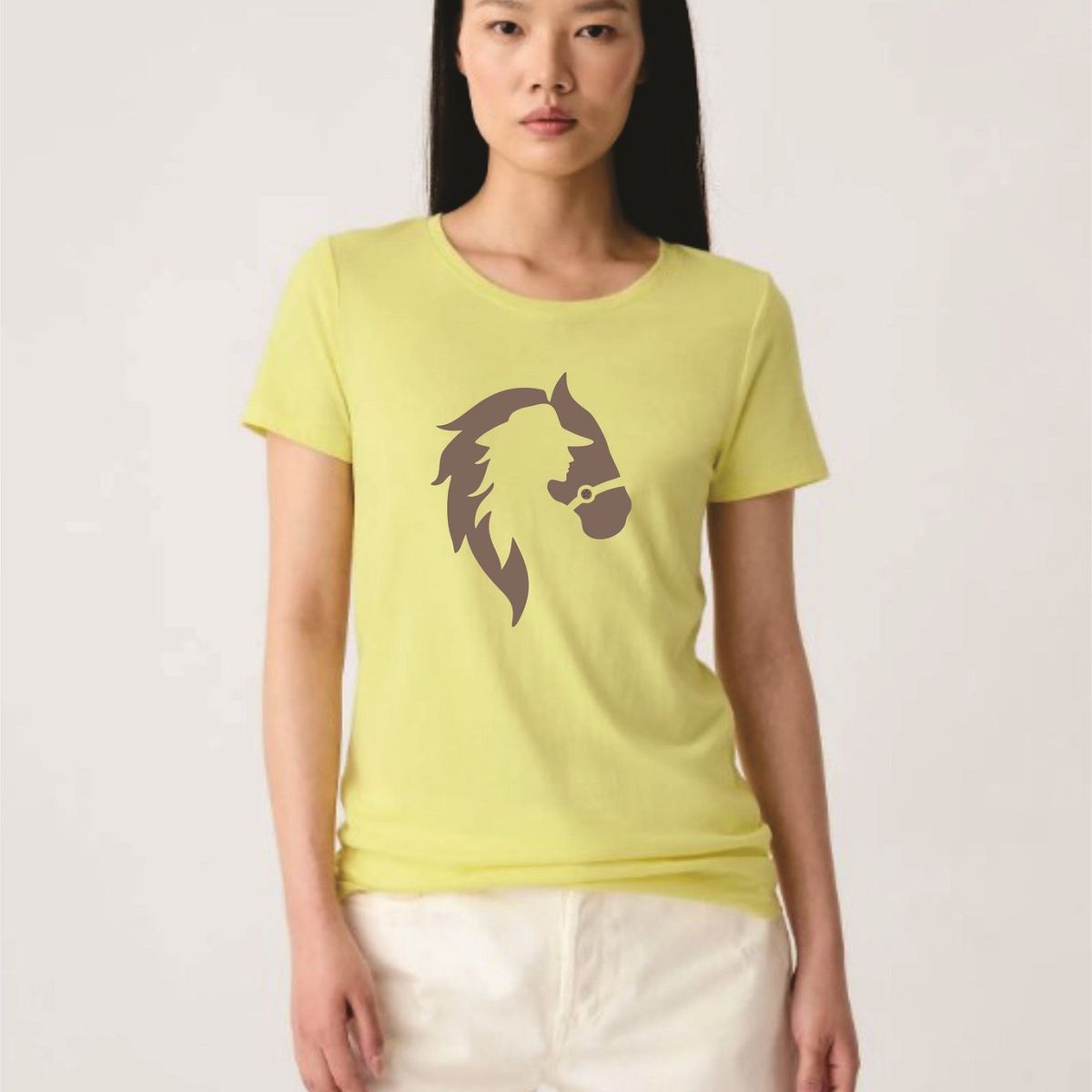 GENERICO - Polo Mujer diseño Rostro mujer - Amarillo