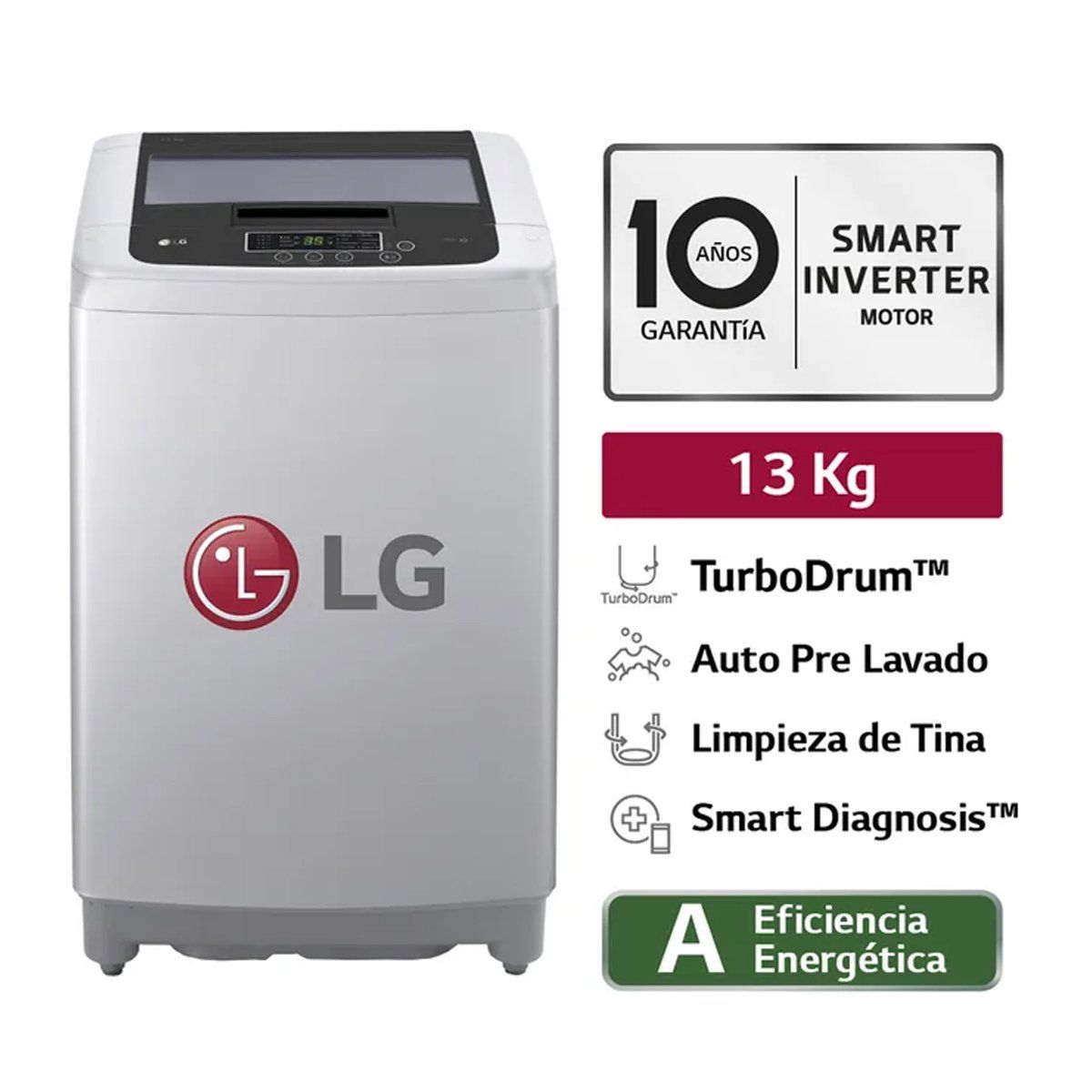 LG - Lavadora LG 13KG TurboDrum Smart Motion WT13DPBK Gris