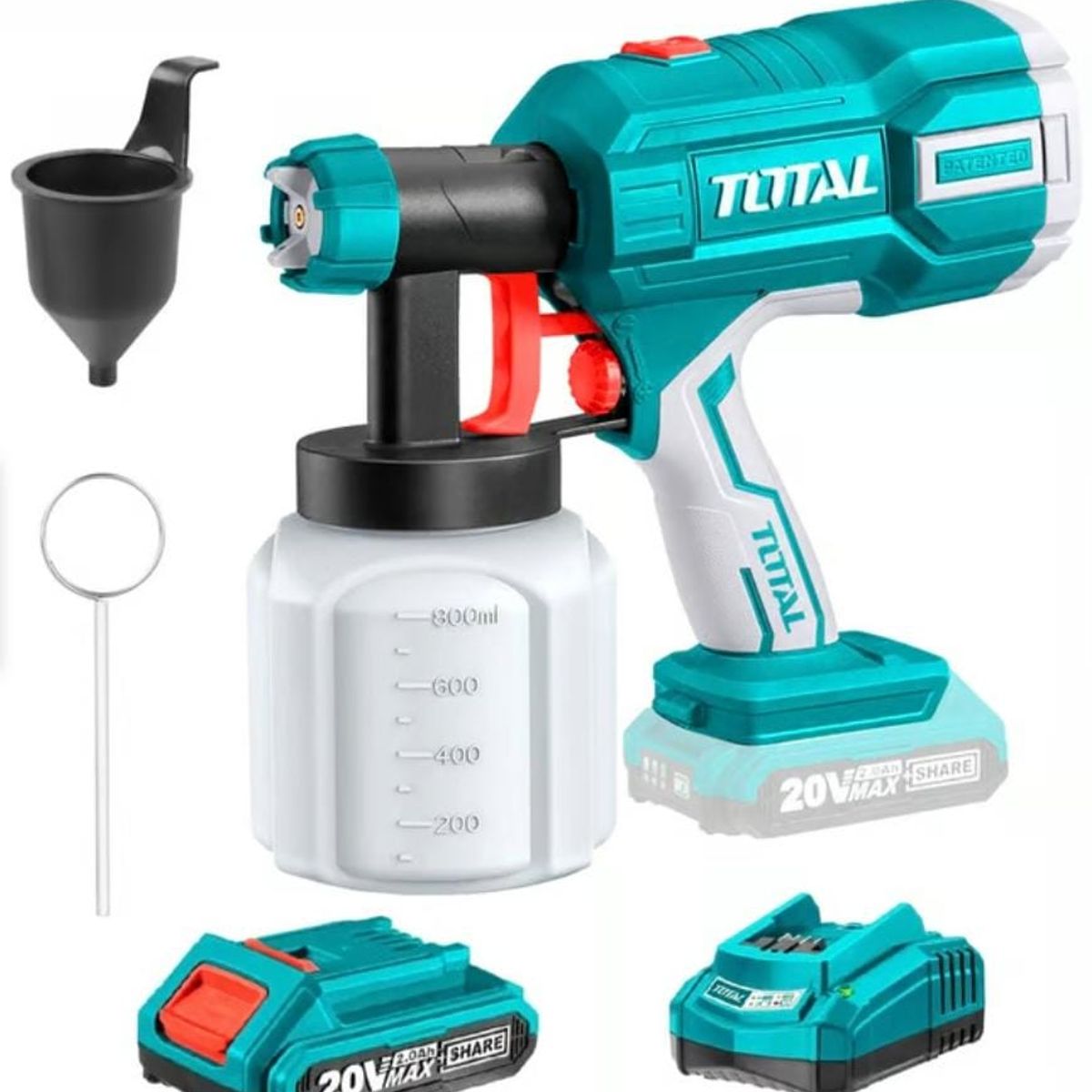 TOTAL TOOLS - Pistola para pintar 800 ml 20v incluye cargador y bateria Total