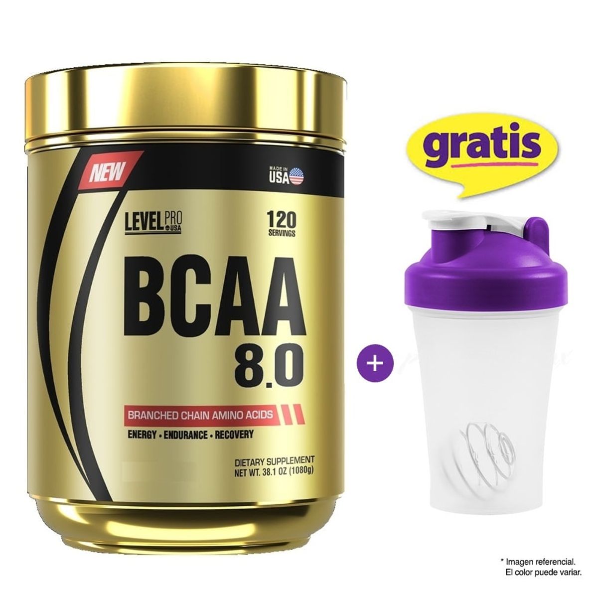 Level Pro - BCAA 8.0 1 KG LEVEL PRO AMINOÁCIDOS FRUIT PUNCH + SHAKER