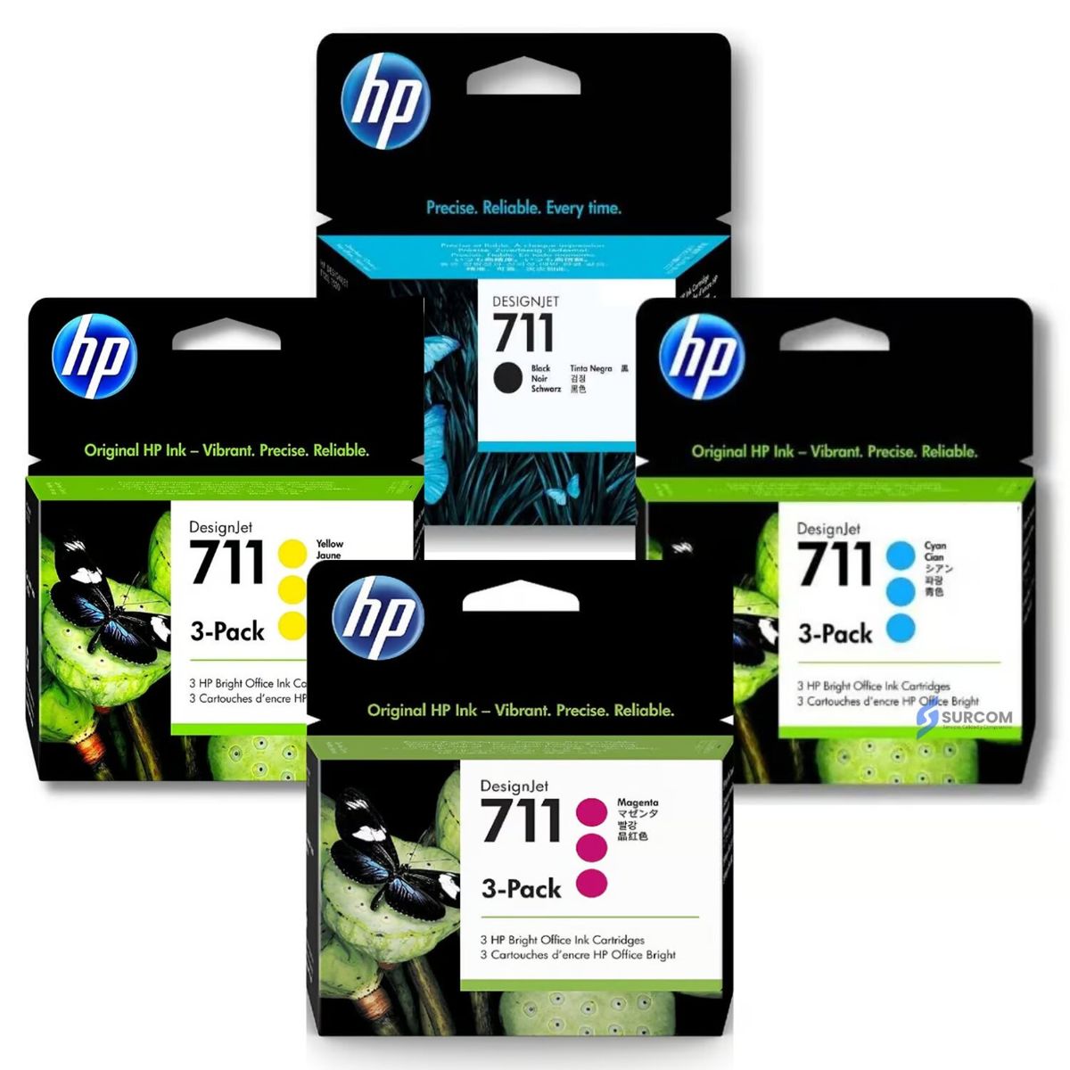 HP - Kit Tinta HP 711 3Pack Cyan Magenta Amarillo Negro