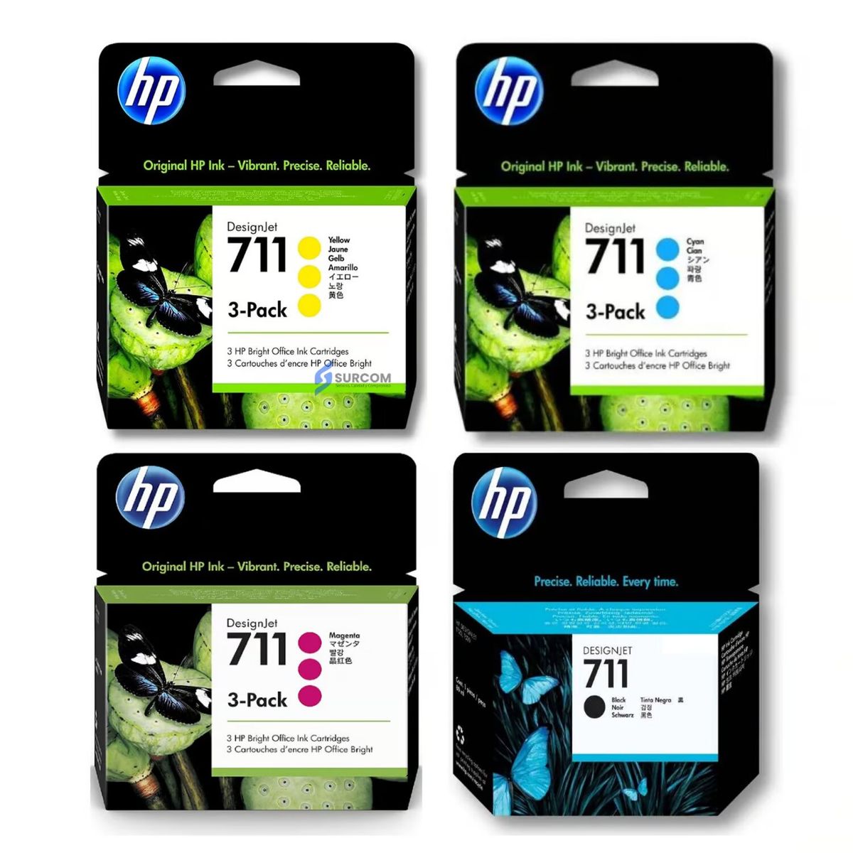 HP - Kit Tinta HP 711 3Pack Cyan Magenta Amarillo Negro