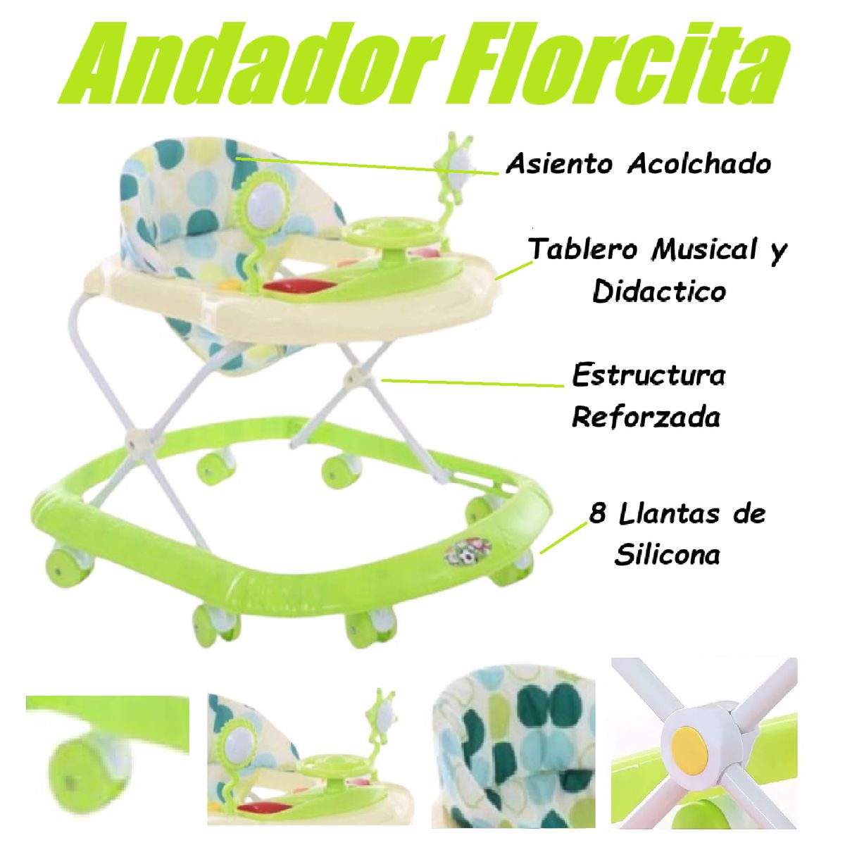 GENERICO - Andador con TImon Musical Bebe Florcita Bandeja Didactico