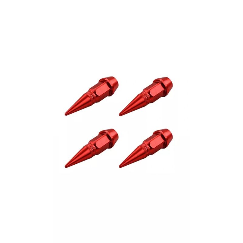 GENERICO - TAPA DE PITON PUNTA MEDIANA CUBRE VALVULA 4 PCS ROJO