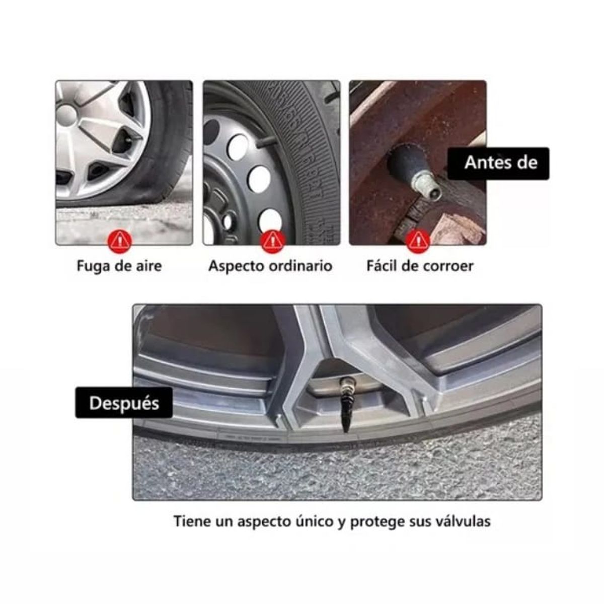 GENERICO - TAPA DE PITON PUNTA MEDIANA CUBRE VALVULA 4 PCS ROJO