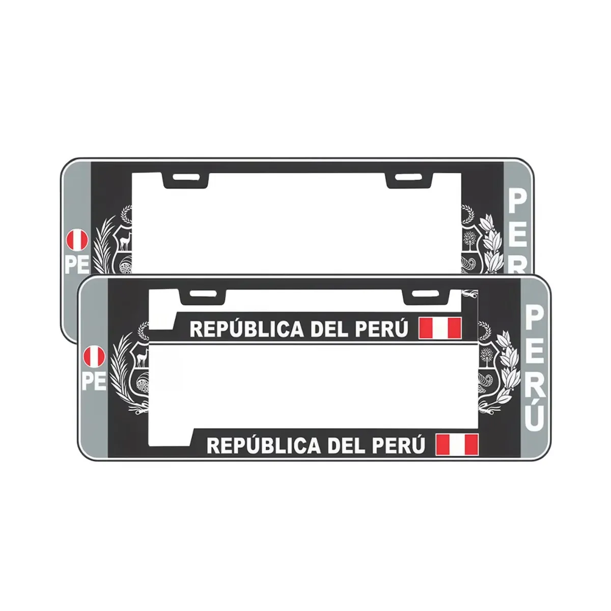 GENERICO - Porta Placa Modelo Europeo Escudo Perú Negro