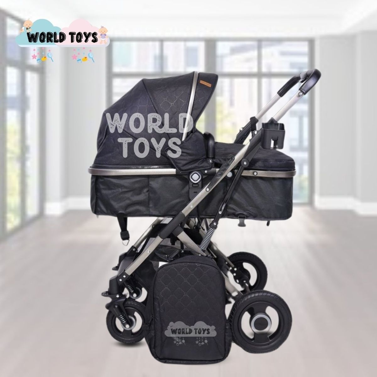 BABY - Coche Moisés con Porta Bebé «STAR VIP» Black
