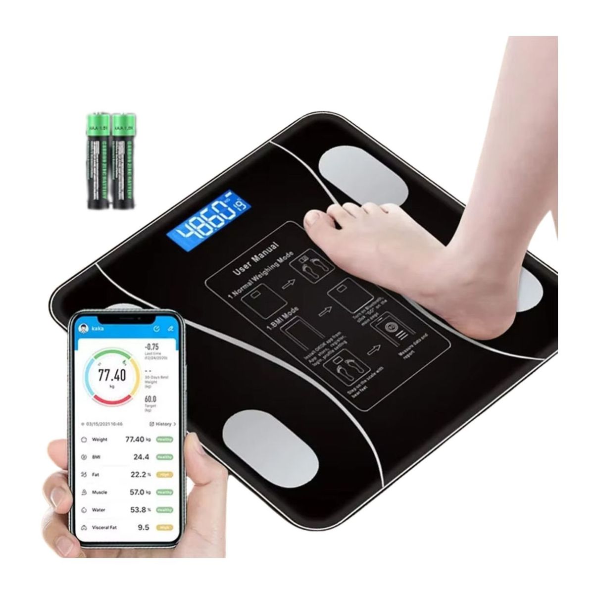 GENERICO - Balanza Inteligente para Peso Corporal - Color Negro