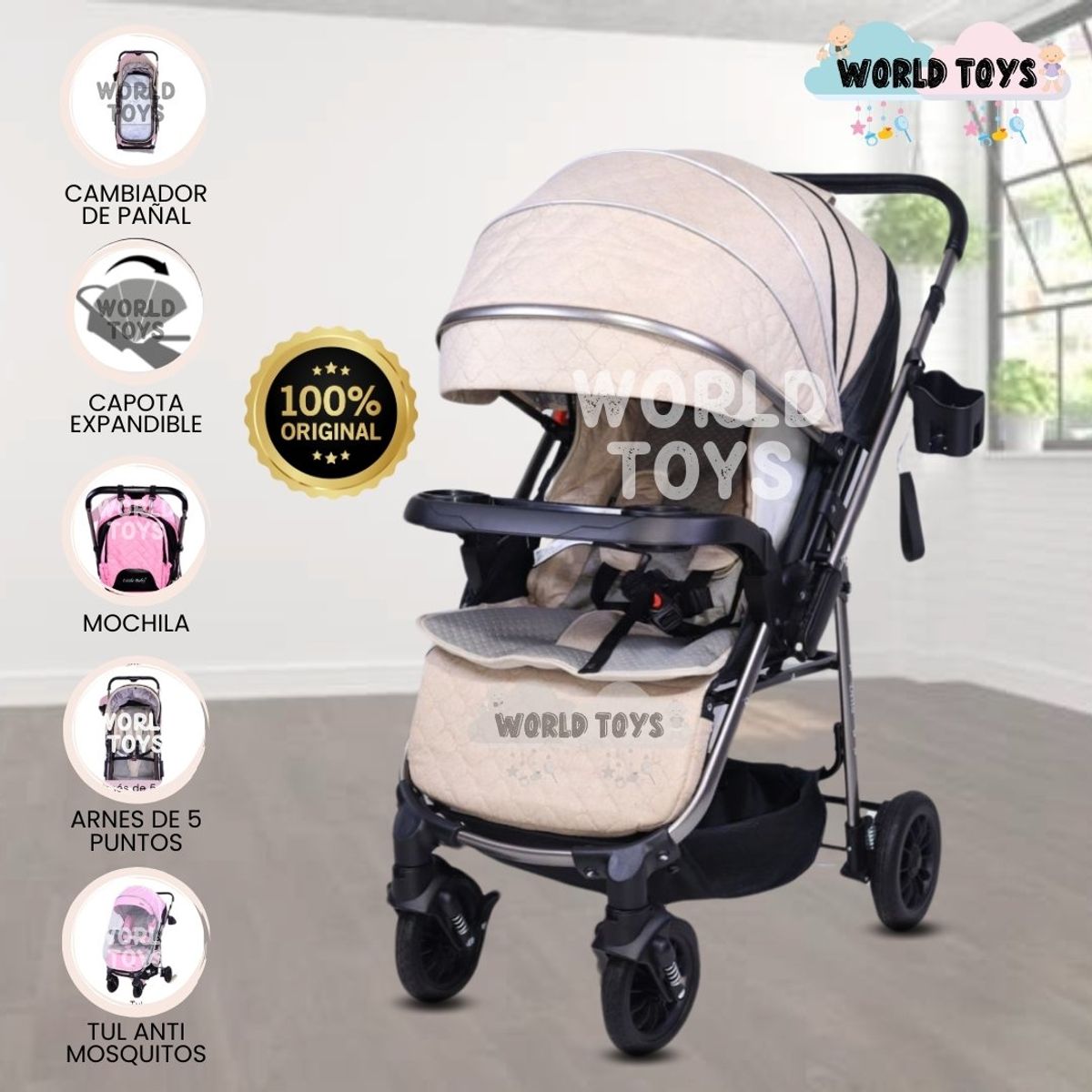 BABY - Coche Cuna Deportivo «DELTA» Beige