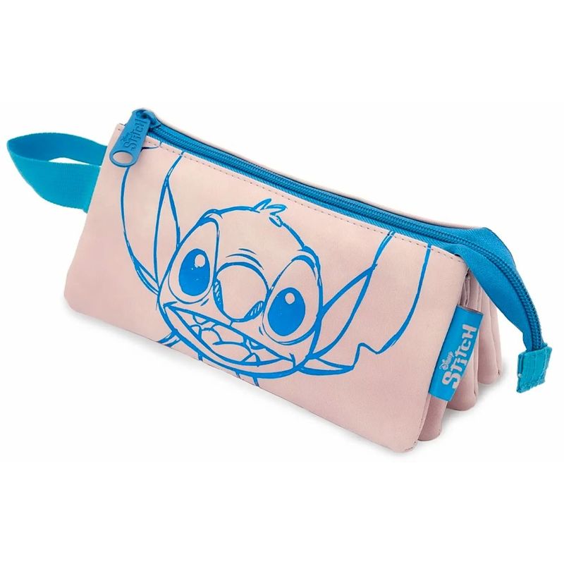 LILO & STITCH - Cartuchera Cuádruple Stitch Gran Capacidad Cuero PU