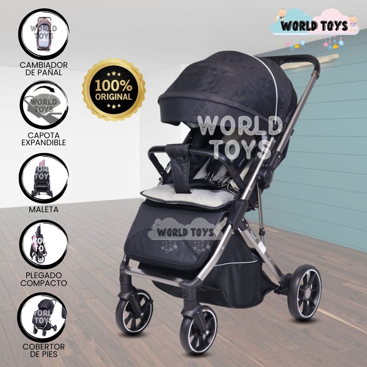 BABY - Coche de Paseo Maleta  «LIVANO TRAVEL» Black