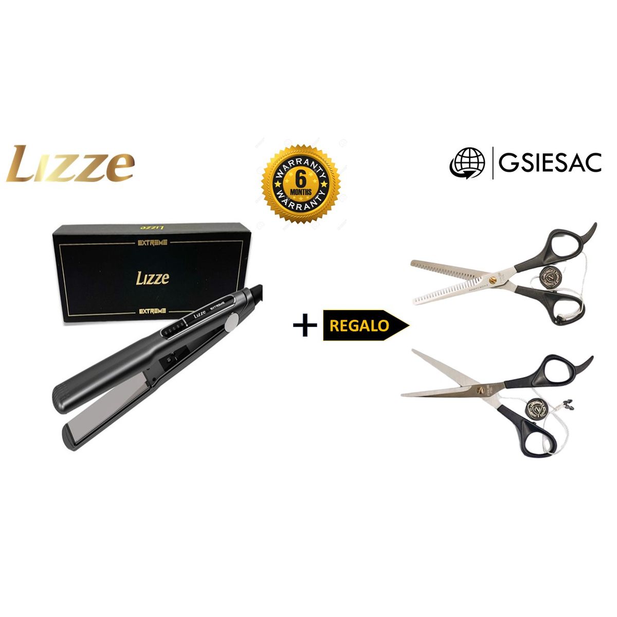 LIZZE - LIZZE PACK PLANCHA EXTREME + TIJERA FILO DULCE + TIJERA ENTRESACADORA
